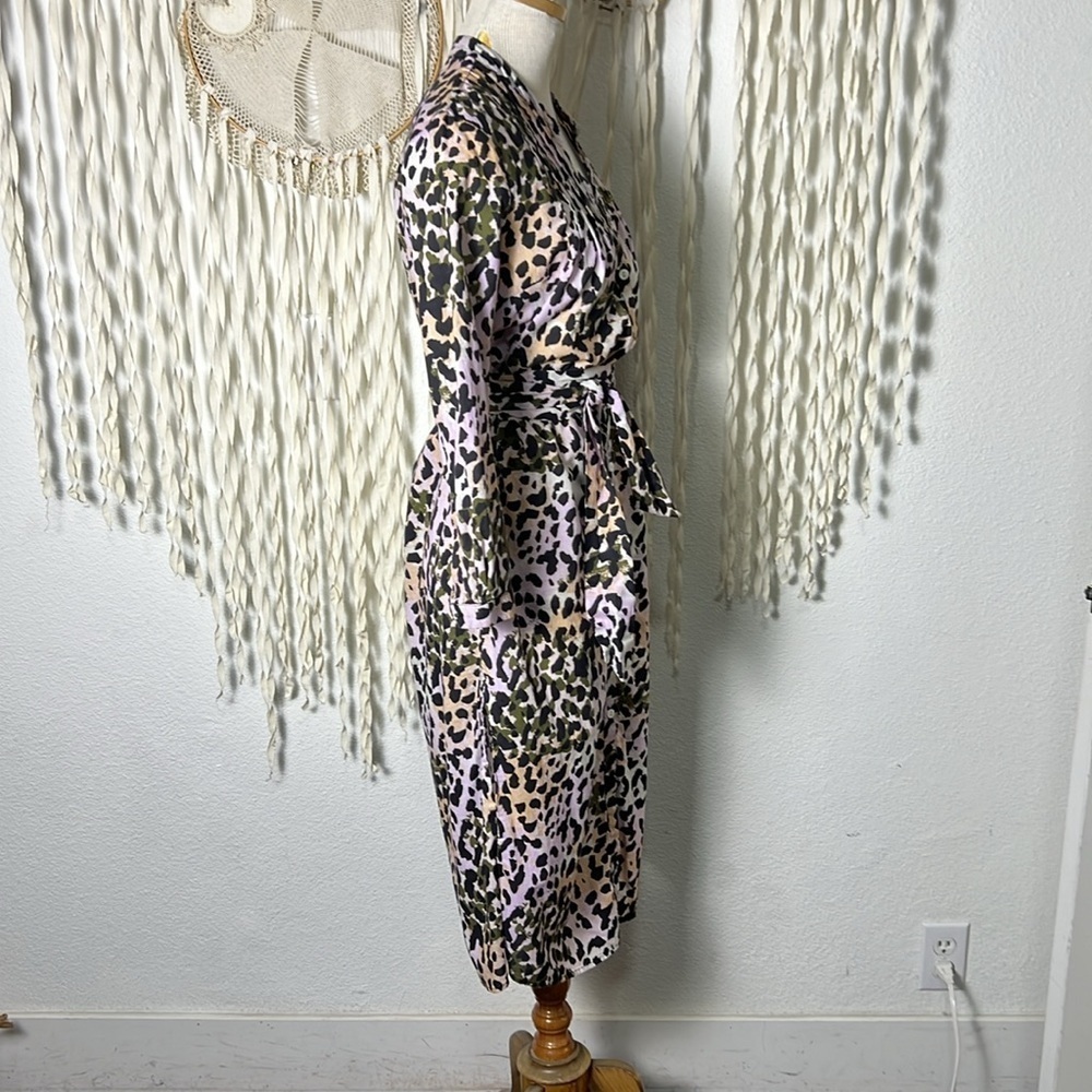 Veronica Beard Odette Cover Up Belted Shirtdress in Lilac Leopard Size XS - Picture 5 of 12